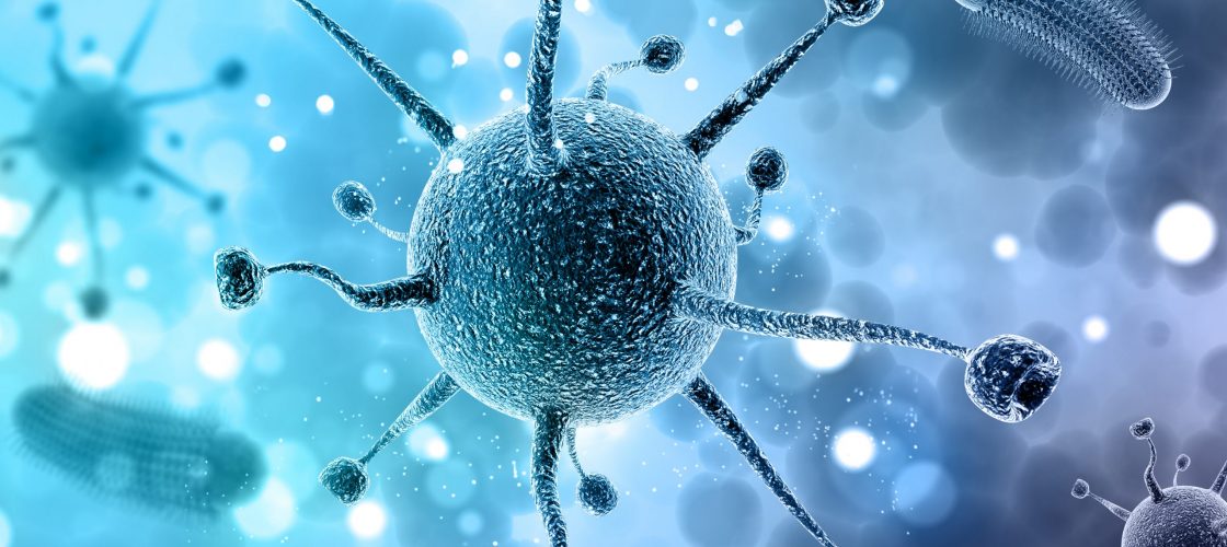 3D medical background with abstract virus cells